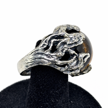 Brutalist Sterling Tigers Eye Ring Size 8