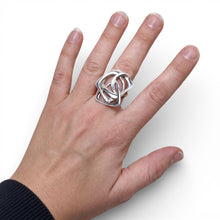 Sculptural Sterling Interlocking Ring Size 8