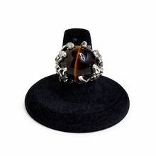 Brutalist Sterling Tigers Eye Ring Size 8