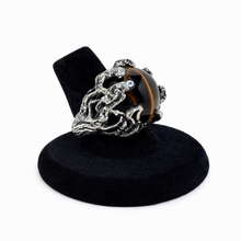 Brutalist Sterling Tigers Eye Ring Size 8