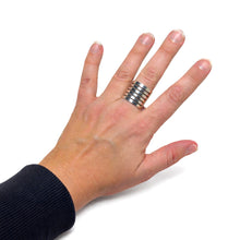 Stacked Cut Out Sterling Solid Ring Size 9