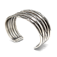 Banded Sterling TAHE Navajo Modernist Cuff Bracelet