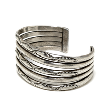 Banded Sterling TAHE Navajo Modernist Cuff Bracelet