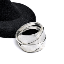 Hammered Sterling Wrap Ring Size 8 3/4