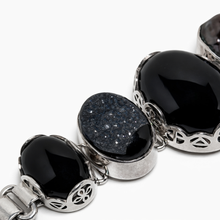 Sterling Onyx, Peacock Pearl, and Druzy Esoteric Energy Bracelet