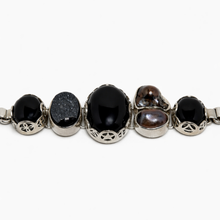 Sterling Onyx, Peacock Pearl, and Druzy Esoteric Energy Bracelet