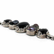 Sterling Onyx, Peacock Pearl, and Druzy Esoteric Energy Bracelet