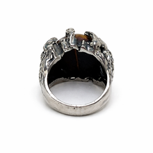 Brutalist Sterling Tigers Eye Ring Size 8