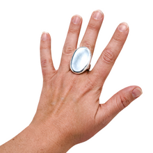 Sterling Hollow Modernist Oval Ring Size 8 3/4