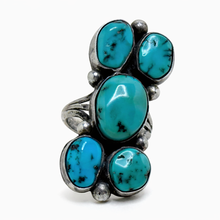 Navajo 1970s Turquoise Cluster Ring Size 6 1/4