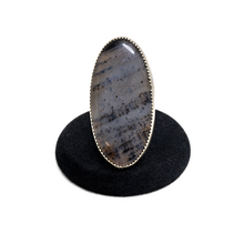 Large Moss Agate Native Sterling Ring Size 12