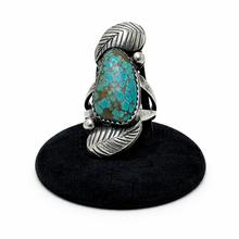 1970s Turquoise Sterling Feather Ring Size 8 3/4