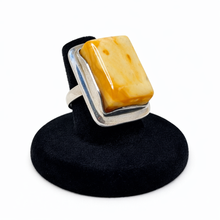 1970s Egg Yolk Amber Ring Size 7 3/4