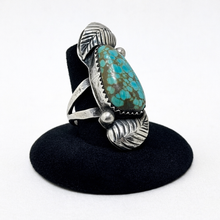 1970s Turquoise Sterling Feather Ring Size 8 3/4