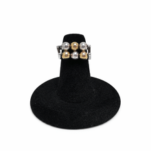 Sterling & 14k Gold Beaded Square Ring Size 4 3/4