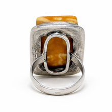 1970s Egg Yolk Amber Ring Size 7 3/4
