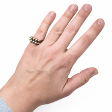 Sterling & 14k Gold Beaded Square Ring Size 4 3/4