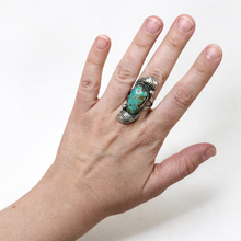 1970s Turquoise Sterling Feather Ring Size 8 3/4