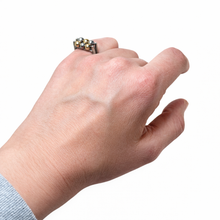 Sterling & 14k Gold Beaded Square Ring Size 4 3/4