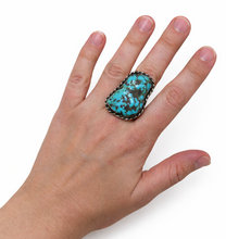 Huge Navajo Turquoise Signed Ring Size 8 1/4