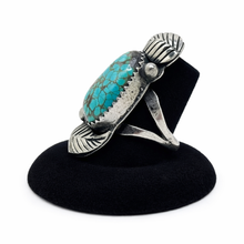 1970s Turquoise Sterling Feather Ring Size 8 3/4