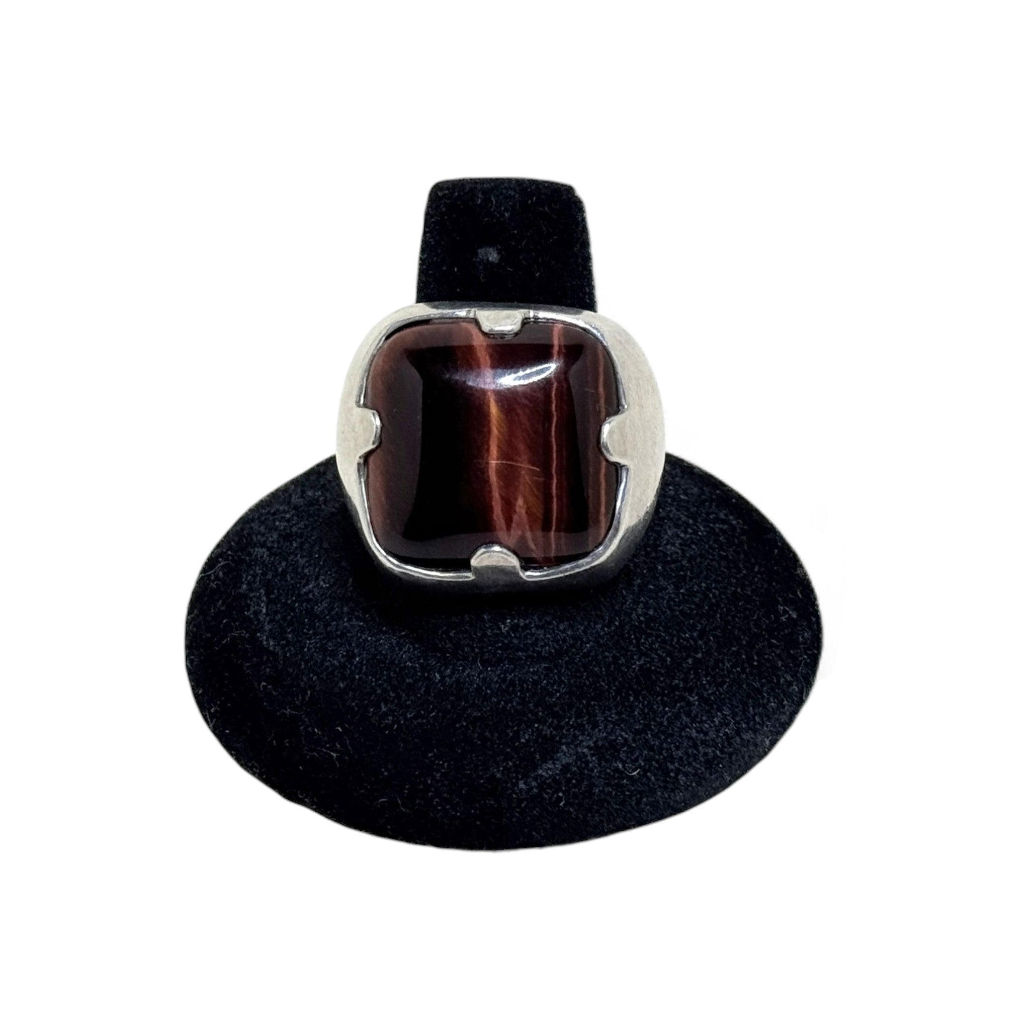 Red Tigers Eye Sterling Modernist Ring